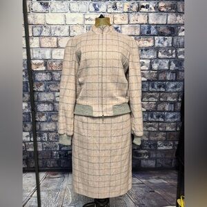 Les Copains Wool Cashmere Skirt Suit Set Jacket 42 6-8 M / Skirt  46 10 L